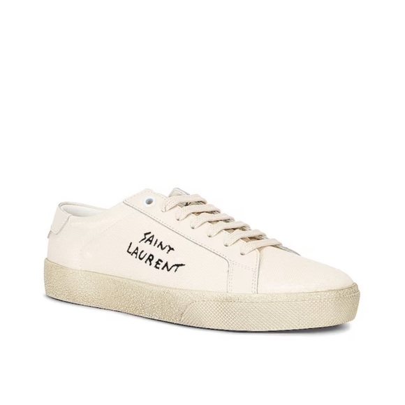 SAINT LAURENT COURT CLASSIC SL/06 EMBROIDERED SNEAKERS IN CANVAS AND LEATHER - Picture 1 of 11